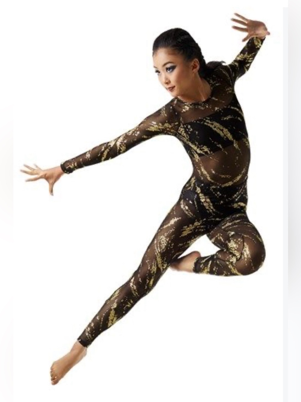 Weissman Holo Metallic Unitard Dance Costume Adult Small (SA) Black Gold